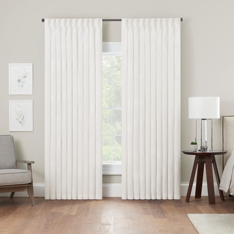 Waverly Serendipity 10 Pinch Pleat Light Filtering Rod Pocket Window Curtain for Living Room (1 Panel), 50 in x 84 in, White - Image 2